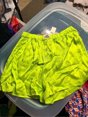 Love Stories High-Waist Lounge Shorts in Neon Lime